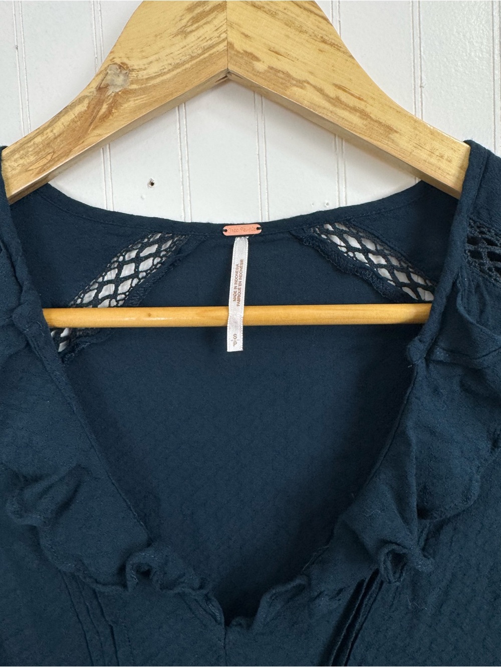 Dark Blue Free People Flowy Blouse - Picture 3 of 7
